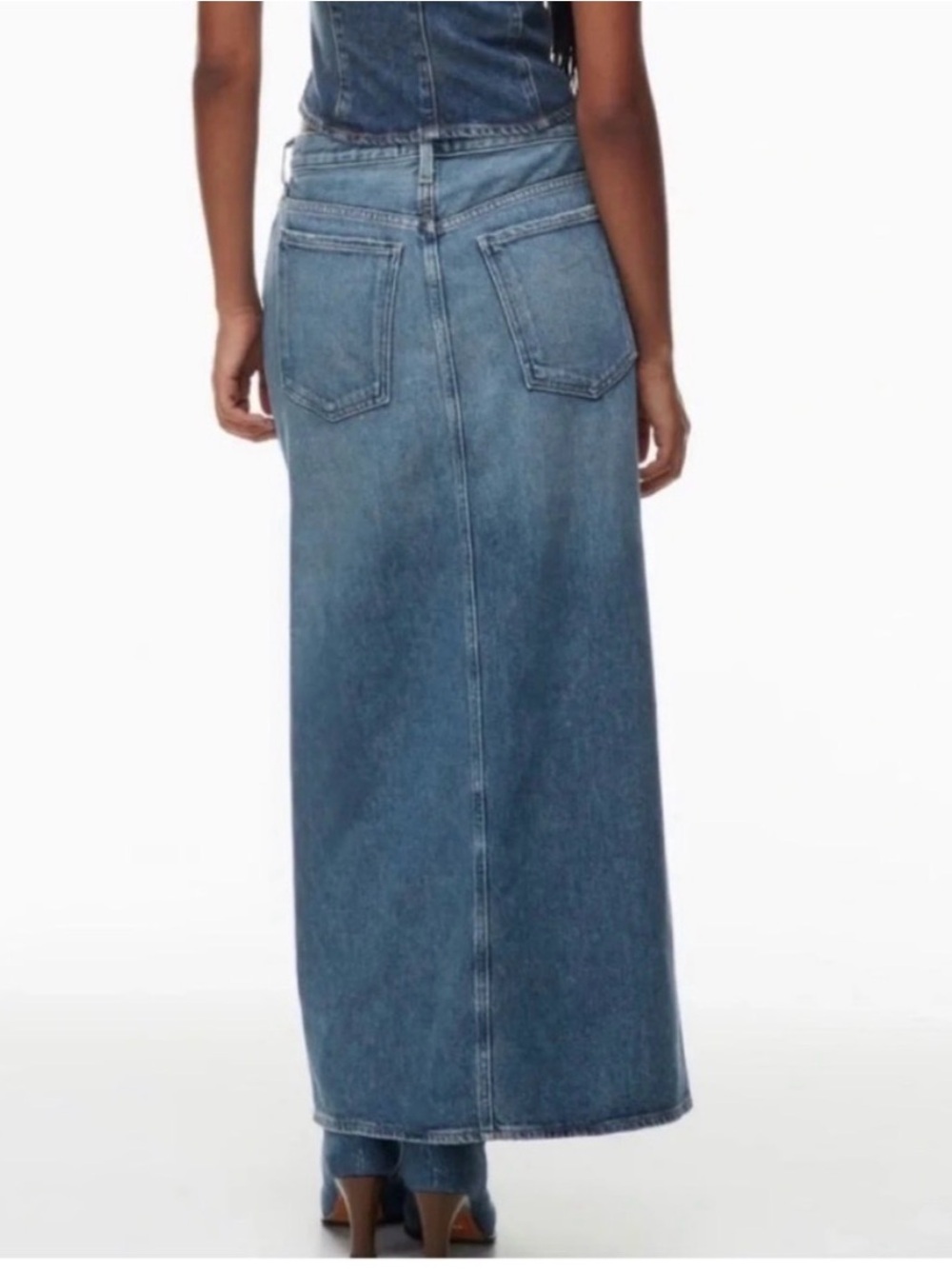 AGOLDE leif denim maxi skirt in swing 30 - Picture 5 of 12